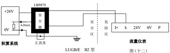 智能蒸汽流量计本安防爆型接线图二